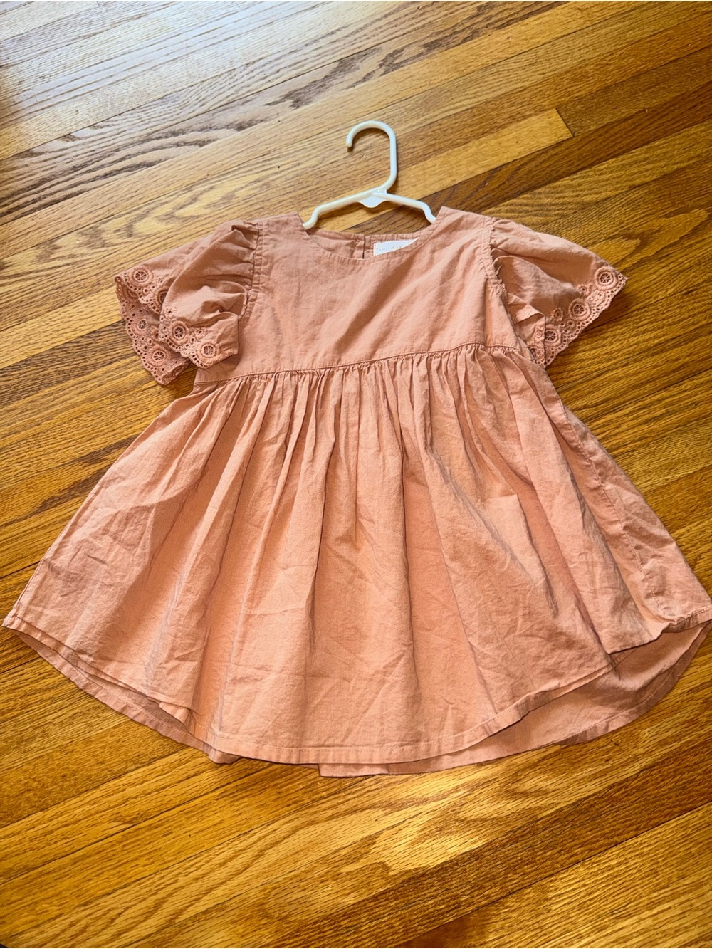 Jamie Kay Dusty Peach Puff-Sleeve Cotton Dress Blouse